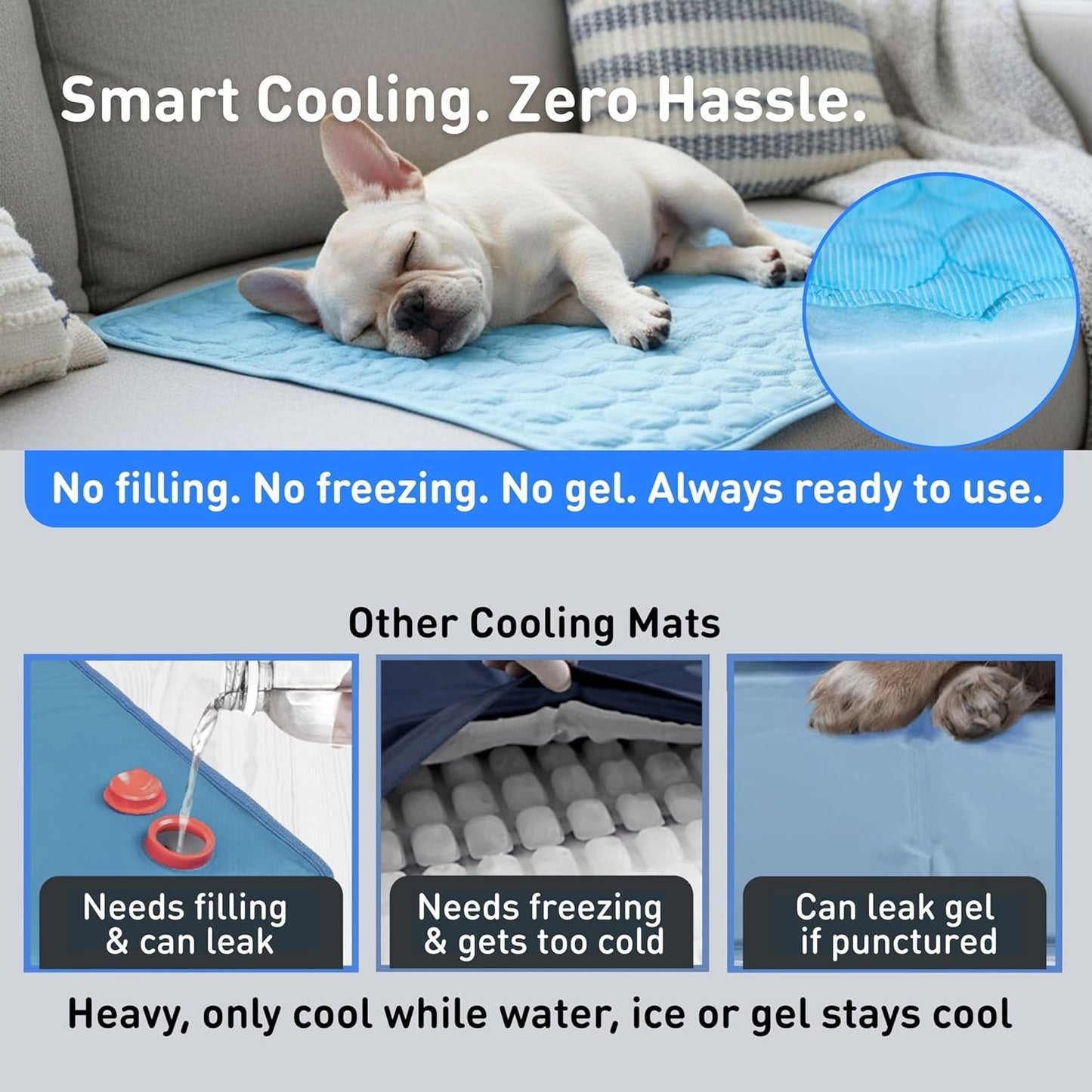 Self-Cooling Dog Mat for Large Dogs – Washable Portable Cooling Pad for Crates, Cars & Summer Comfort
